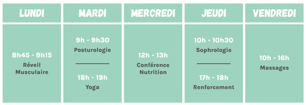 Exemple de programme pour la semaine de la QVCT